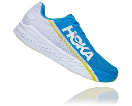 Hoka Rocket X - Tenis Corrida Estrada Homem Branco / Azuis | PT-tmS9fME